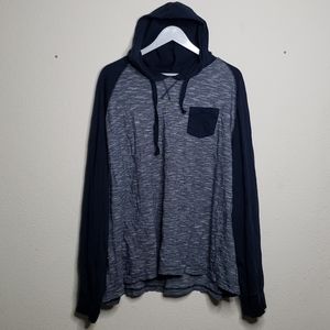 Navy Hoodie T-Shirt with pocket Big and Tall